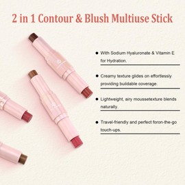 Cream Blush Contour Stick, Double-end Makeup Stick Multiuse Blush Butter Bronzer For Cheeks Eyes Lip Matte Finish Vegan & Cruelty-Free - 02# Brandy Peach