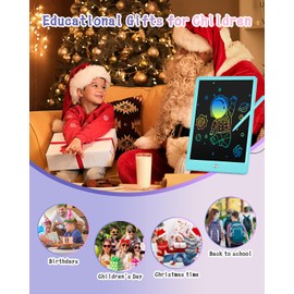 Gifts for Girls Boys, Toddles Colorful Doodle Board Drawing Tablet, 10 inch Writing Board, Educational Learning Toys Travel Gifts for Kids Age 3-9 Years, Kids Toys Portable in Car Airplane