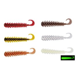 East Rain Centipede Millipede Soft Swimbait with Crooked Tail for Bass Fishing(7.5cm/2.95in,1.6g/0.05oz.20pcs/Pack 6 Colors Option)