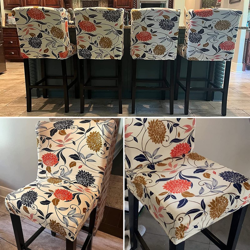 SearchI Bar Stool Covers Set of 4, Stretch Washable Barstool