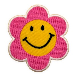Pink Smile Patch Iron on Patch Embroidered Patch Applique Patch for Jacket Patch for Backpack