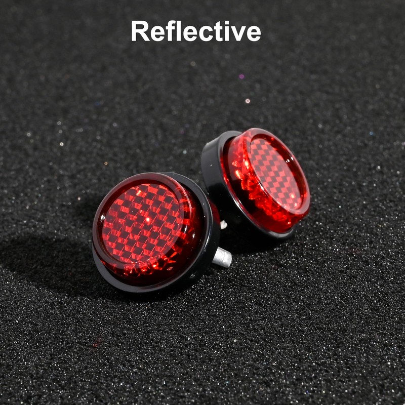 Muoqele 6PCS Red Reflectors Motorcycle License Plate Frame Bolts and