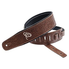 Ortega Guitars Byzantine Series Guitar Strap, Adjustable Length, Acoustic Guitar, Bass, Electric Guitar, E-Bass, Genuine Leather, Byzantine Brown (OSBY-6)