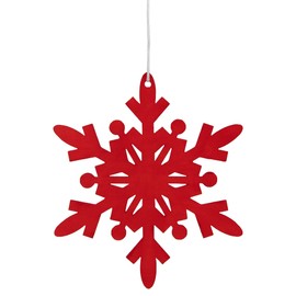 6-Point Hanging Wooden Snowflake Christmas Ornament - 7.75" - Red