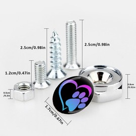 4 PCS License Plate Bolts, JINXU License Plate Bolts Decorative Kit with 3 Size of Screws, Universal Car Truck Motorcycle License Plate Frames Bolts Fasteners, Dog Footprint Fade Color, Silver
