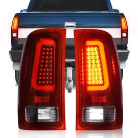 LED TailLights Fit for GMC for Sierra 2500 3500HD(Only for Single Rear Wheel Model) 2007-2014, for Sierra 1500(SL, SLE, SLT, WT) 2007-2013, Not for 921 Type Reverse Light Bulb, Black Housing Red Lens