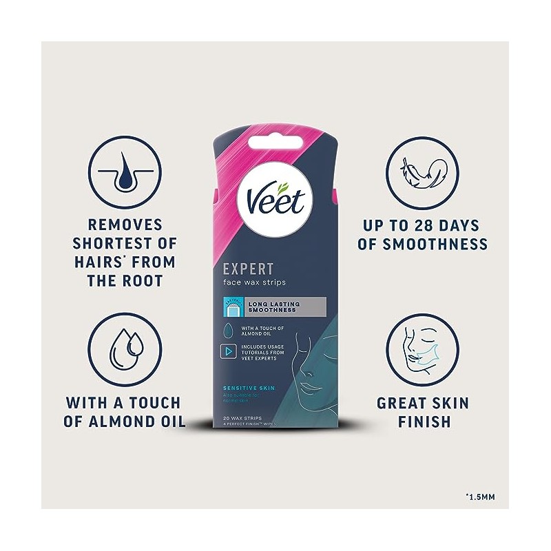Veet Expert Face Wax Strips 20 Pack