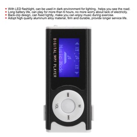 Portable Mini MP3 Music Player with LCD Screen, Sports Back Clip MP3 Player Support Memory Card, Mini Digital Music Player with LED Flashlight (Mini USB & 3.5mm & Memory Card Slot) (Black)