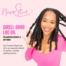 Nappstar NappStar Frank & Myrrh Scented Smell Good Loc Oil, Aromatic Hair Fragrance for Dreadlocks and Natural Textured Hair, 1 Fl Oz
