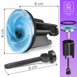 M. ROSENFELD HOME Universal Sink Plug 40 mm with Motif Swirl - Chrome Drain Plug - Made of Brass, Universal with Rubber for Bathroom Sinks and Bidets - Eccentric Plug