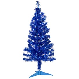 Northlight Pre-Lit Artificial Tinsel Christmas Tree - Blue - 4' - Clear Lights