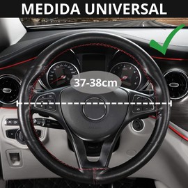 Universal Car Steering Wheel Cover Stitched Microfiber Leather