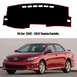 Rifoda Dash Board Cover Fit for 2007-2013 Toyota Corolla Dashboard Cover Mat Non-Slip Pad Carpet Sunshield Protector Sunshade Cover pad(Red Edge)