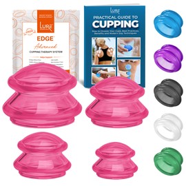 LURE Essentials Edge Cupping Therapy Set - Cupping Kit for Massage Therapy - Silicone Cupping Set - Massage Cups for Cupping Therapy (Set of 4, Pink)
