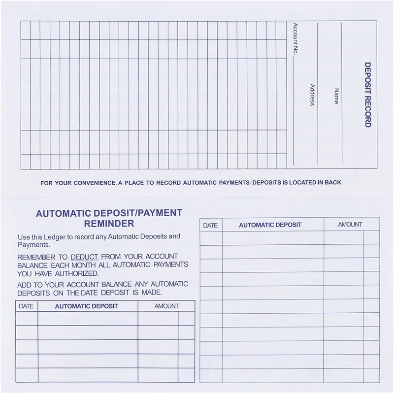 20 Pack Checkbook Register, Check Registers for Personal, Blank Ledger