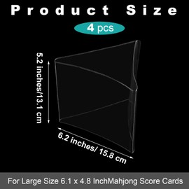 RattanView 4 Pcs 2025 Mahjong Card Protector Cover Holder Accessories Plastic Clear Large Scorecard Cover Mahjong Sleeve Case Gifts Fit Large Print Size 6 1/8" x4 3/4" (Transparent)