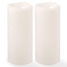 NURADA Large Outdoor Solar Candles Waterproof - 10" x 4" Rechargeable Solar Powered Flameless LED Pillar Flickering Candle for Patio Porch Lanterns Decor - Ivory White Set of 2