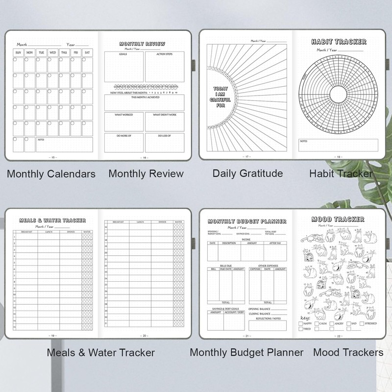 SIMSIMY Dotted Journal Notebook with Premade Bullet Templates, Pre-made Dot