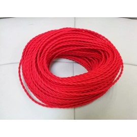 Simple Vintage Lighting (10 ft) Vintage 2-Wire Twisted Cloth Covered Wire Pendant Lamp Fan Cord RED
