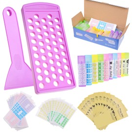Kare & Kind Lip Balm Craft Set - Simple Lip Balm Filling Bowl and Spatula - 50 Empty Lip Balm Tubes with Caps (10 x 5 Colours) - 5.5 ml - 50 Writeable and 50 Stickers