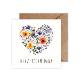 WBdesignz Thank You Card with Flower Heart - Thank You Card Thank You Card Thank You Card (Square)