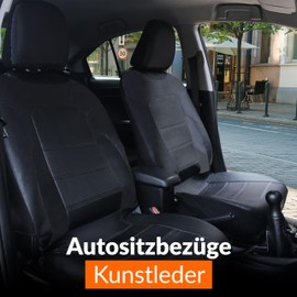 Upgrade4cars Upgrade4cars Auto-Sitzbezge Vordersitze | Kunst-Leder Schonbezge Set Universal Schwarz | Auto-Zubeh?r Innenraum Sitzschoner