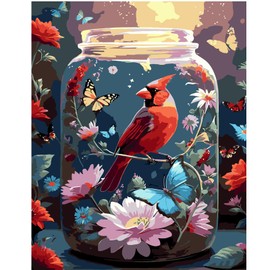 JATOK Paint by Numbers Adults, Paint by Numbers, DIY Bird with Brushes and Acrylic Paints, Hand-Painted Oil Painting Canvas for Home Decor, Without Frame (40 x 50 cm)