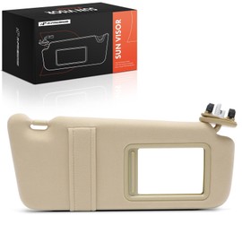 A-Premium Passenger Right Side Sun Visor Compatible with Toyota Camry 2007 2008 2009 2010 2011 - with Vanity Light, with Vanity Mirror, Beige Color - Replaces 04002-30306-E0, 74310-06770-E0