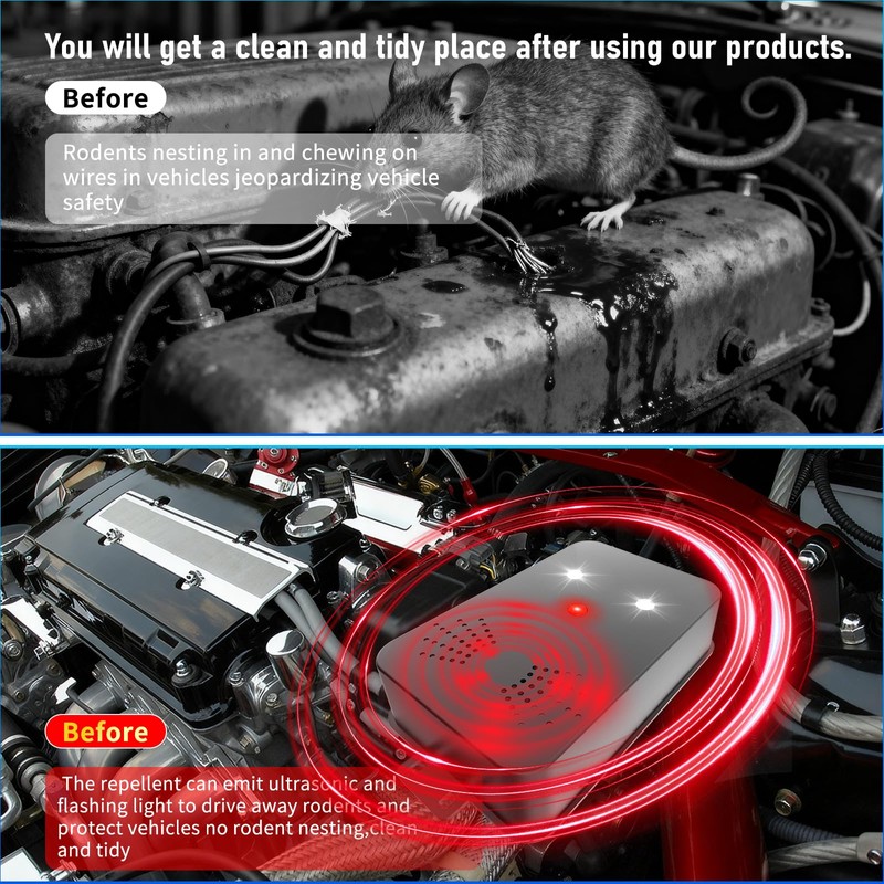 4 Pack Rodent Repellent for Car Engines,Three Power Supply Modes,Car