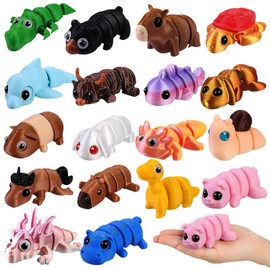 3D Printed Animals, 3D Printed Fidget Toy, 18Pcs 3D Printed Animal Fidget Toys with MovableJoints in Different Shapes, 3D Printed Toys for Home and Office Decoration Photography