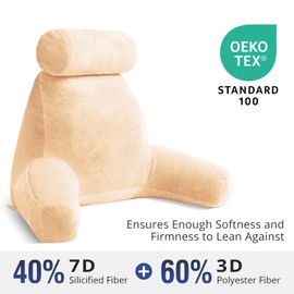 Sasttie Extra Large Reading Pillow with Head Support Cushion, Jumbo Back Support Pillow for Bed Sitting Up Back-Rest, College Dorm Essentials for Girls and Boys, Camel