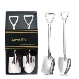 Silver Shovel Spoons for Dessert Tea Coffee Spoons Gift for Tea Coffee ice Cream lover Matching Gifts for Women Men Couples ice Cream Spoons for ice Cream Yogurt