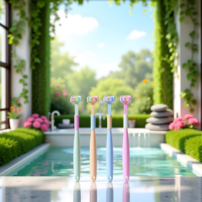 2 Pcs Random Color Three-Sided Soft Hair Toothbrush, Effective Wrap-Around