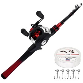 Kilitn Fishing Rod and Reel Combo, Baitcasting Combo Baitcast Reel 5 Foot Durable Fiberglass Telescopic Rod with Fishing Line Full Kits Comfortable Handle (Left)