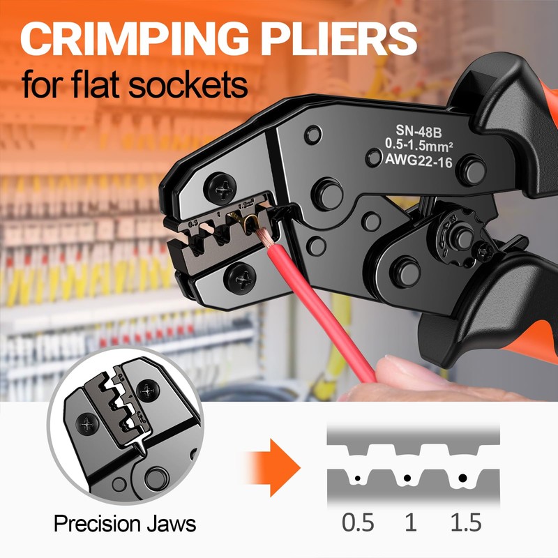 Preciva Crimping Tool Set for Spade Connector, 0.5-1.5mm²/22-16 AWG Wire