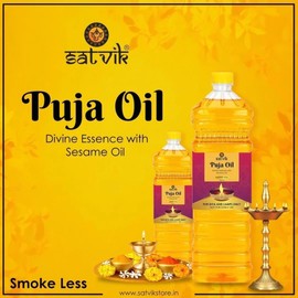 SATVIK 450ML Pure Puja Oil for Sacred Rituals with Pure Sesame Goodness | Ideal for Daily Aarti & Mandir Use