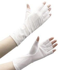 Cuts 99% UV Rays! Cool Touch, UV Protection, Soy Fiber Short Gloves, Fingertips, Moisturizing, Do Not Touch Door Knobs, Contact Prevention, Washable, Black, Gray, White, Brown, white