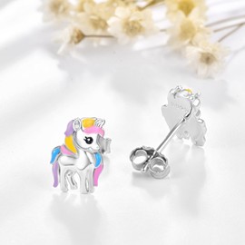 Dreamboat Unicorn Stud Earrings for Women 925 Sterling Silver Animal Jewelry Gifts for Unicorns Lovers