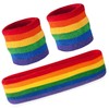 3PC Headband and Sweatband Rainbow Set – Rainbow Wristband and
