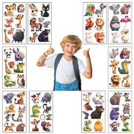 10 Sheets Temporary Tattoo for Kids, Animal Waterproof Paper Tattoo Stickers, for Teens Boys and Girls Arm Face Transfer Tattoos,for Kids Birthday Party Gifts Party Bag Fillers