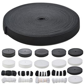 Roban Fashion 25 metres, white, black rubber band, width 5, 10, 12, 15, 20, 25, 30, 35, 40, 45, 50 mm.