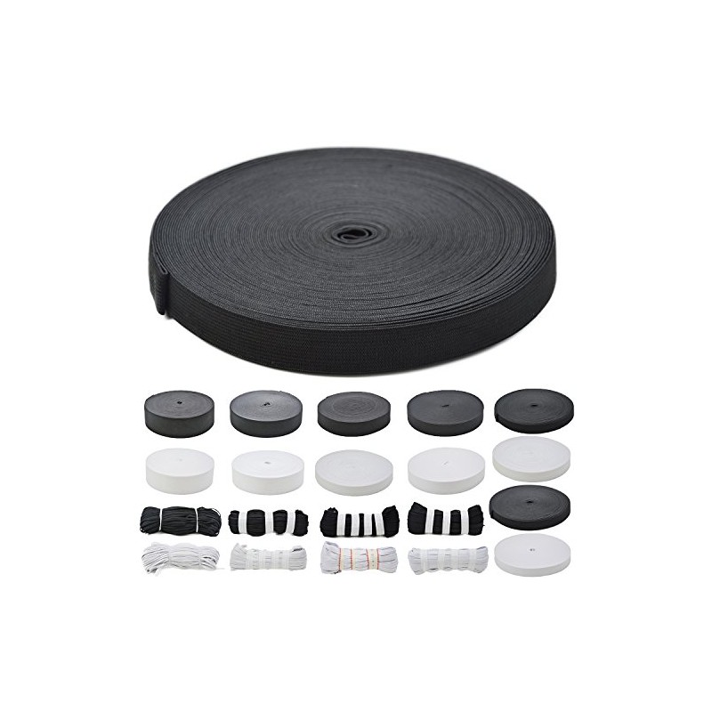 Roban Fashion 25 metres, white, black rubber band, width 5,