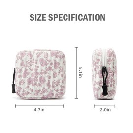 ZOEMTIU Small Makeup Bag for Purse,Mini Cosmetics Bag cute Zipper corduroy Cosmetic Pouch Storage Pouch Travel Toiletry Organizer for Women Girls(Plants Pink)