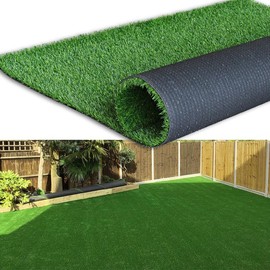Petgrow Thick Artificial Grass 5 x 15ft,0.7Inch Pile Height Green Soft Fake Faux Grass Turf Mat,Indoor Outdoor Garden Dogs Pet Synthetic Grass Carpet Doormat, Rubber Backed with Drainage Holes