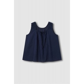 JAJU/자주 Women's Soft Seersucker Sleeveless Pajama Shirt_Navy