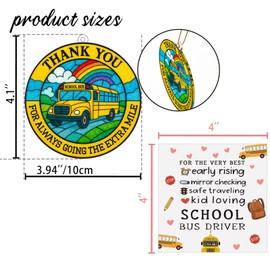 Rainbow School Bus Ornament - Thank You Gift for Bus Driver - Acrylic Hanging Decoration for Christmas, Year-End or Retirement - Appreciation Gift for Men & Women Drivers