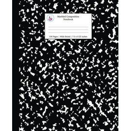 Marbled Composition Notebook: Black Marble Wide Ruled Paper Subject Book