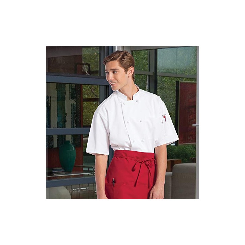 Uncommon Threads unisex adult Antigua Chef Coat W/Mesh Shirt, White,