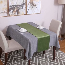 WAITER TREE Velvet Table Runner Washable Dresser Scarf Luxury Rustic Farmhouse Table Runners for Home Dining Coffee Table (Olive, 35 x 240cm)