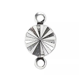 Platinum Link, 100 Silver Plated Brass Diamond Cut 6mm Round 10mm Long Link Connectors